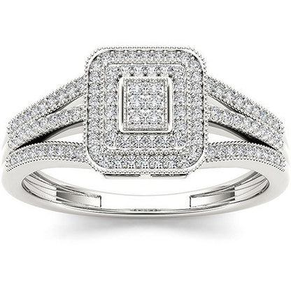 1/6 Carat T.W. Diamond Cluster 10Kt White Gold Engagement Ring