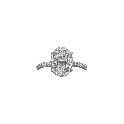 GIA OVAL SHAPE D COLOR SI1 CLARITY SET CENTER ROUND DIAMOND HALO ENGAGEMENT RING