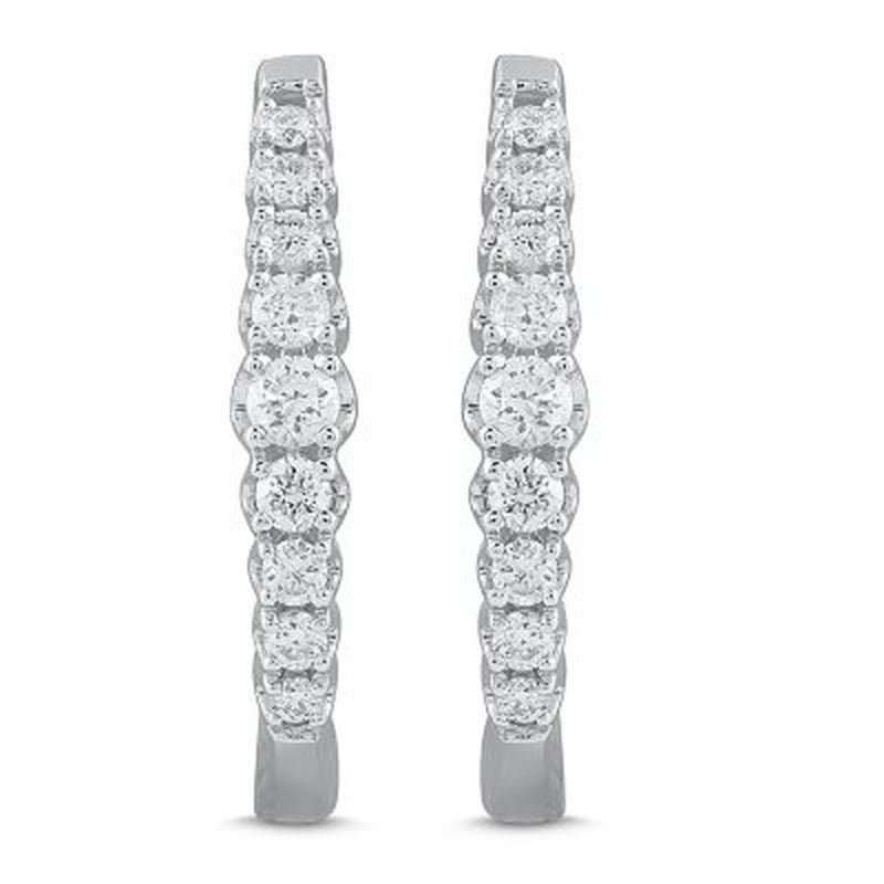 0.20 CT. T.W. Diamond Hoop Earrings in 14K White Gold