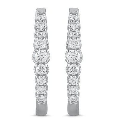 0.20 CT. T.W. Diamond Hoop Earrings in 14K White Gold