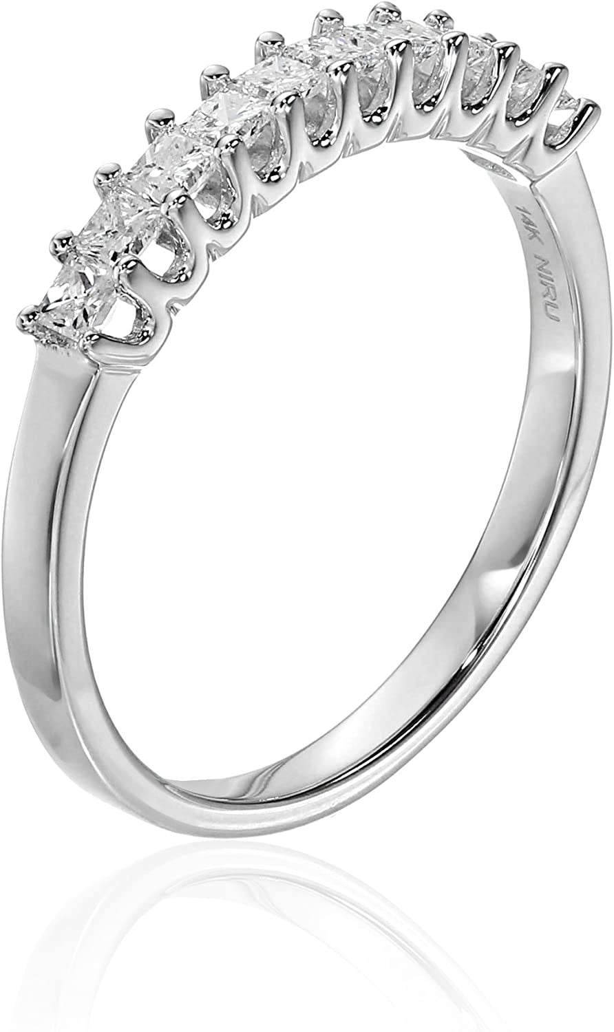 14K White Gold Princess-Cut Diamond Wedding Band (1/2Cttw, H-I Color, I1-I2 Clar