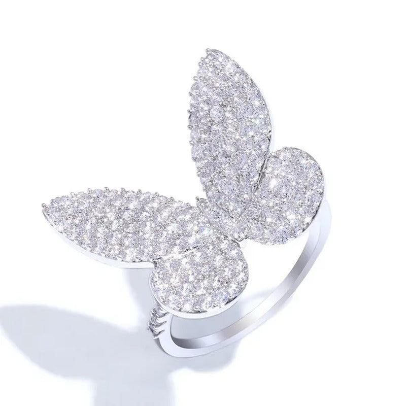 925 Silver Ring Butterfly Ring Statement Crown Ring Natural Gemstones Ring Weddi