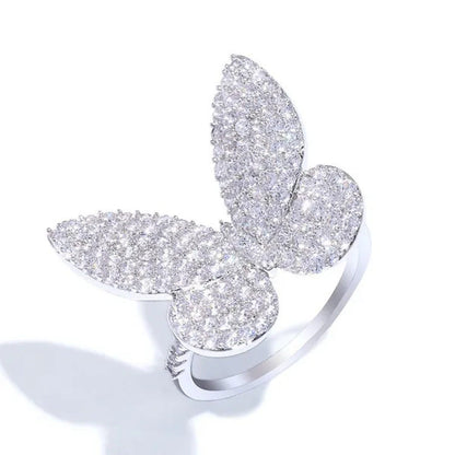 925 Silver Ring Butterfly Ring Statement Crown Ring Natural Gemstones Ring Weddi