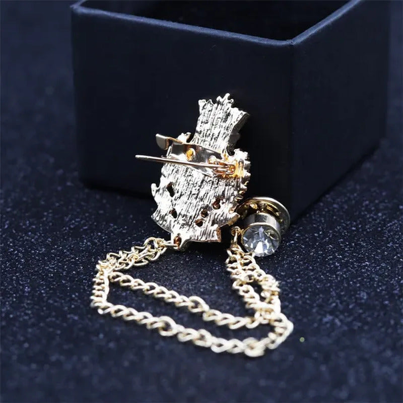 Fashion British Personalized Crown Double Tassel Diamond SHIELD BADGE Brooch