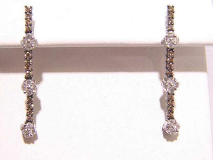 DIAMOND 24 WHITE 24 FANCY CHAMPAGNE COLOR DIAMOND LINE DROP EARRING PUSH BACKS