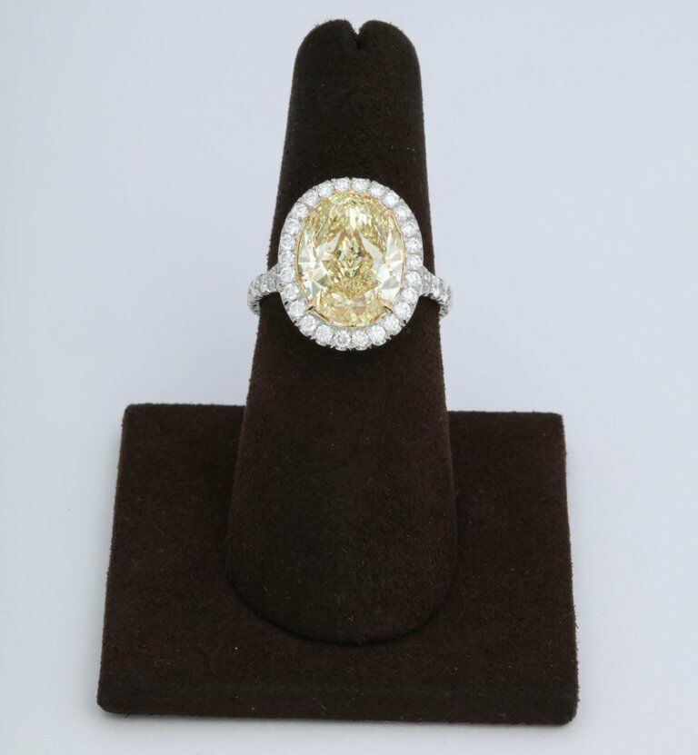 6 Carat Oval Fancy Yellow Diamond Ring GIA Certified Engagement Ring