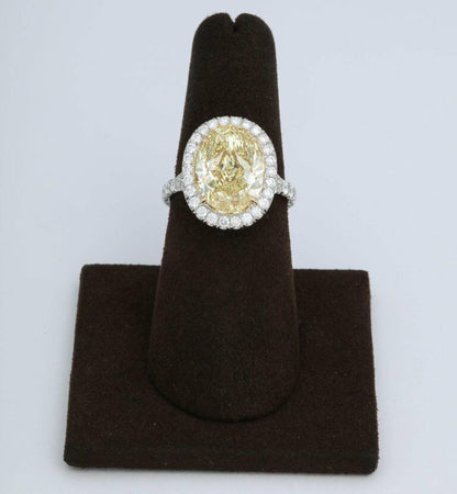 6 Carat Oval Fancy Yellow Diamond Ring GIA Certified Engagement Ring