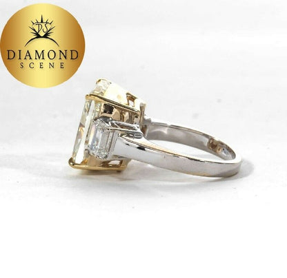 GIA Gemologist Fancy Yellow 10.06 Carat Cushion Cut Diamond Ring