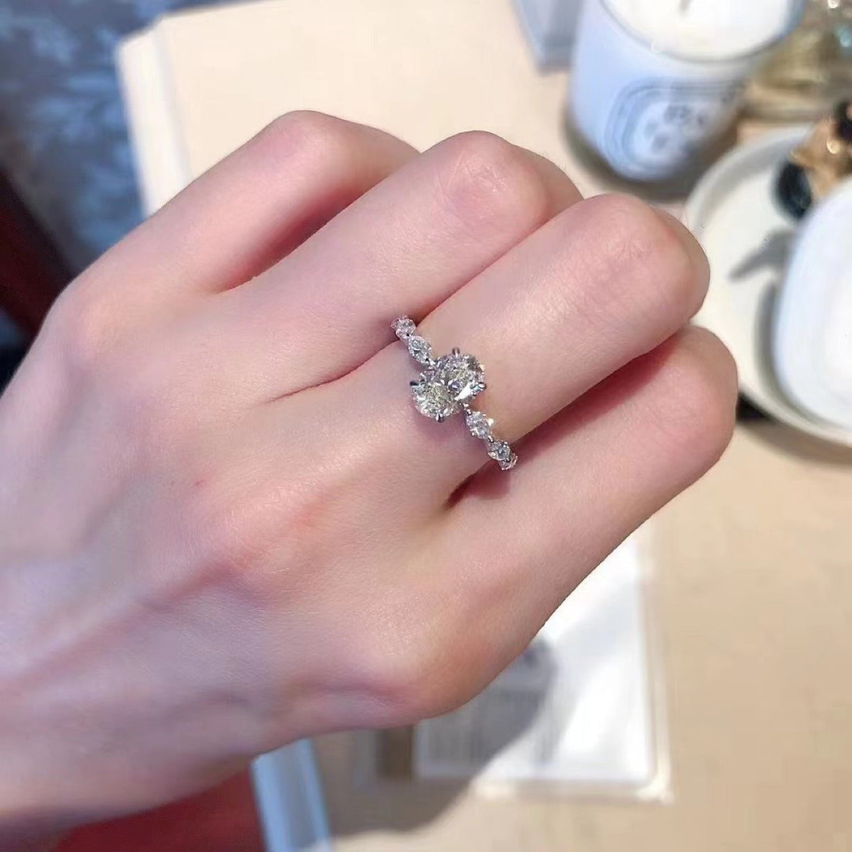 Moissanite Dove Egg Niche Engagement Ring Engagement