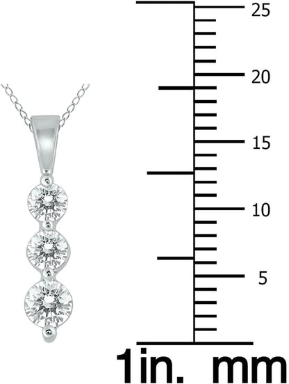 1/2 Carat TW Three Stone Diamond Pendant Available in 10K White and Yellow Gold