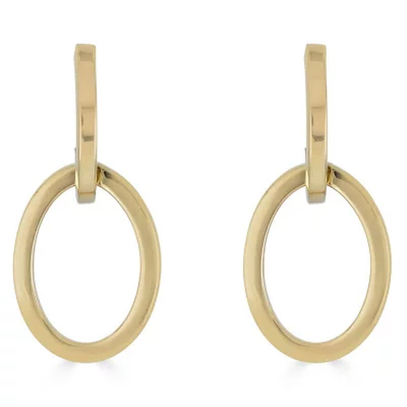 14K Yellow Gold High Polish Door Knocker Earrings