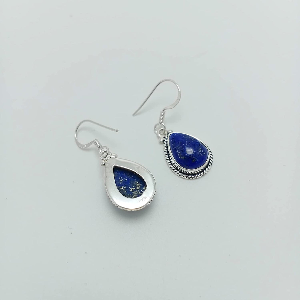 925 Sterling Silver Earring Lapis Lazuli Earring Handmade Gemstone Earring Pear