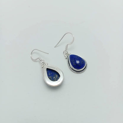 925 Sterling Silver Earring Lapis Lazuli Earring Handmade Gemstone Earring Pear