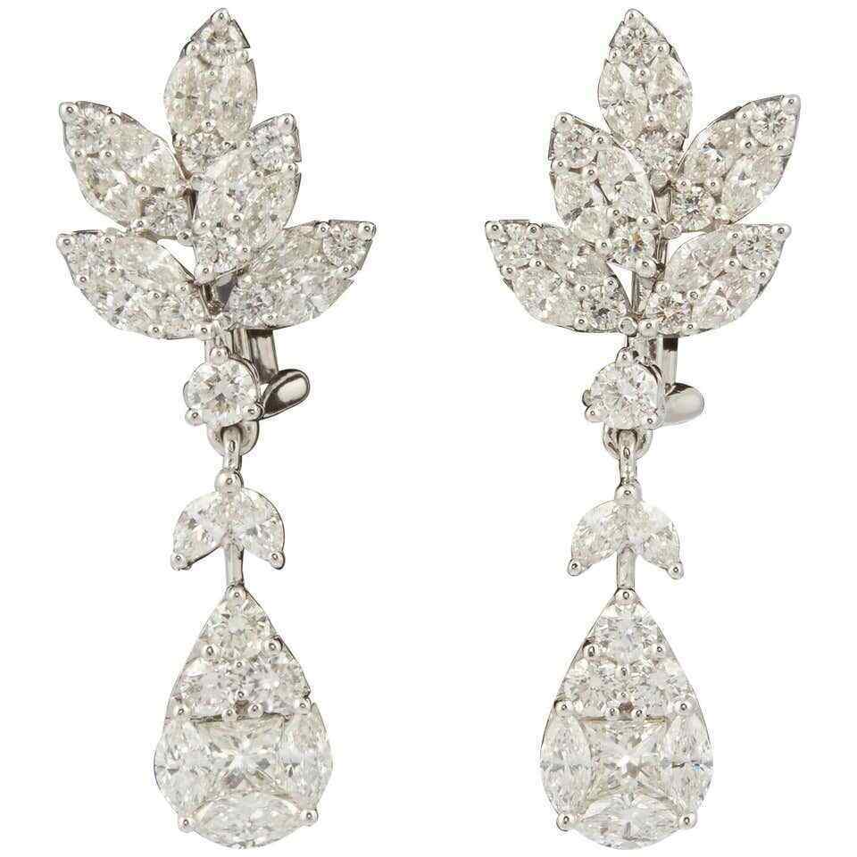 Classic Diamond Drop Gold Earrings