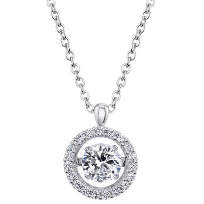 925 Sterling Silver Dancing Lab Created White Sapphire Pendant and Earring Set