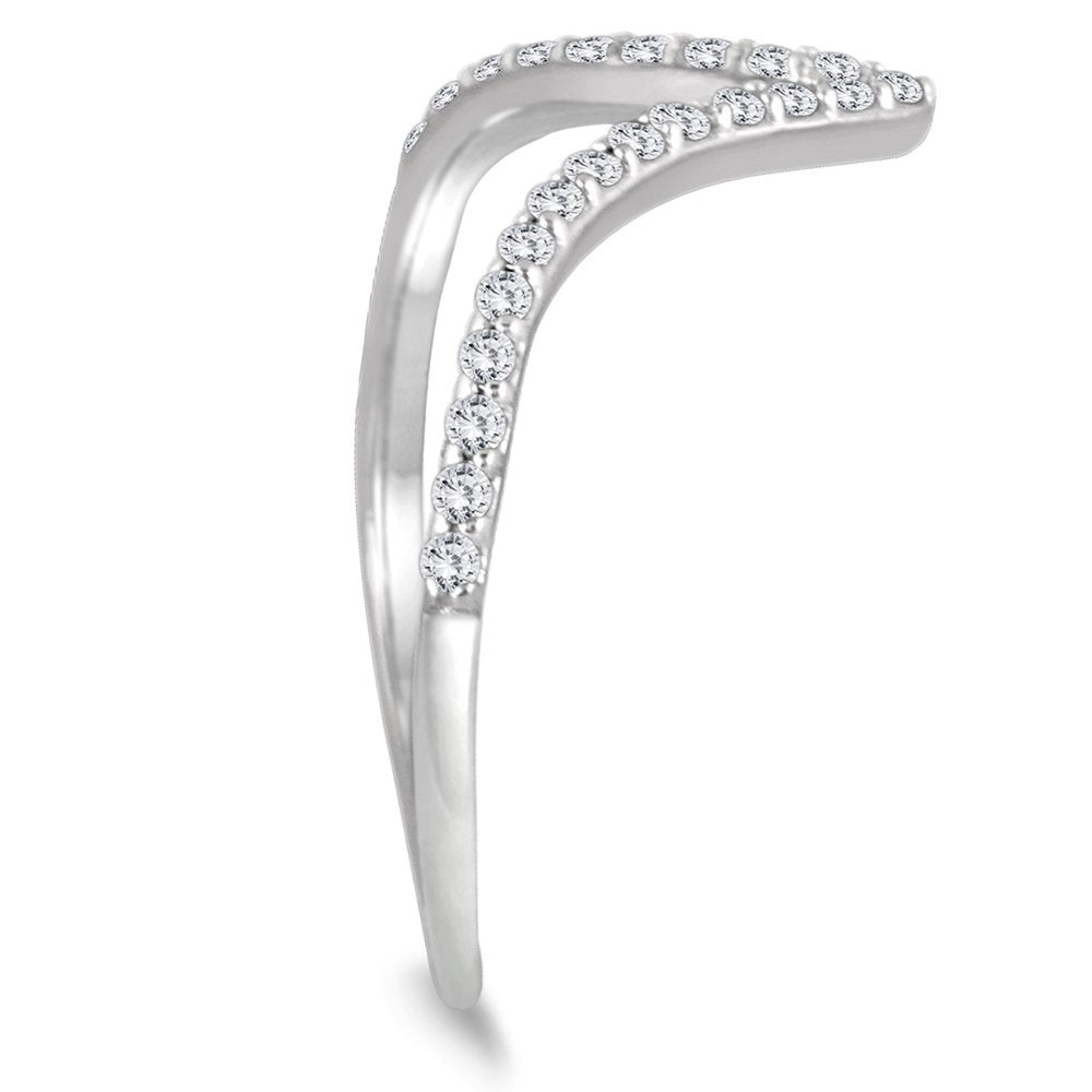 1/8 Carat TW Diamond V Ring in 14K White Gold (K-L Color, I2-I3 Clarity)