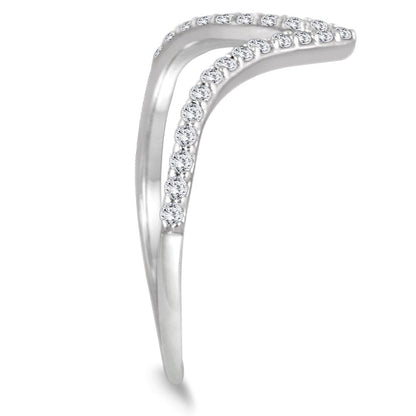 1/8 Carat TW Diamond V Ring in 14K White Gold (K-L Color, I2-I3 Clarity)