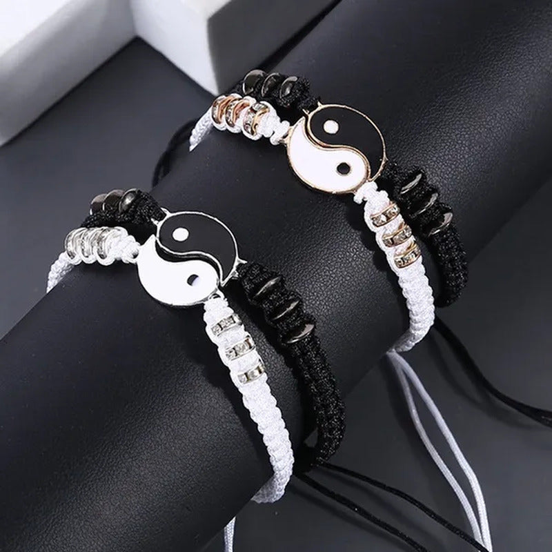 2022 New Best Friend Bracelet 2 Matching Yin Yang Adjustable Rope Bracelet Neckl