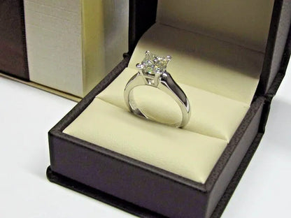 Sparkling 925 Sterling Silver Natural Gemstone White Sapphire Diamond Ring Weddi