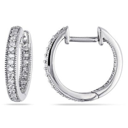 0.22 CT. T.W. inside outside Diamond Hoop Earrings in 14K Gold