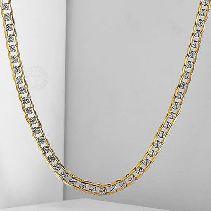 4Mm 18-30" Diamond-Cut Curb Cuban Link Gold Filled Chain Necklace Men Women