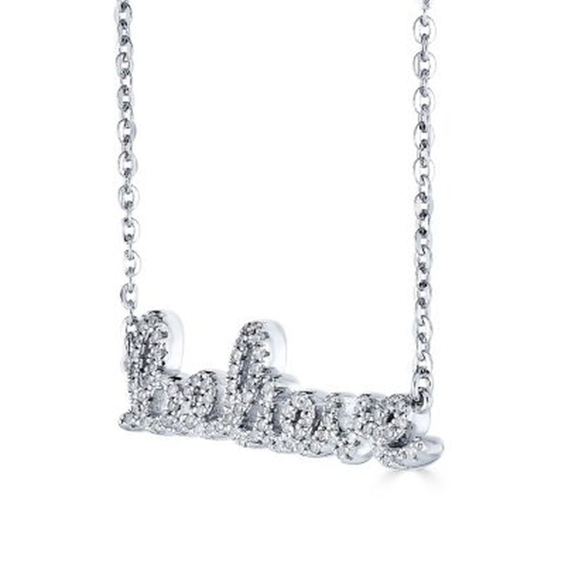 Sterling and 0.15 CT. T.W. Diamond "BELIEVE" Necklace