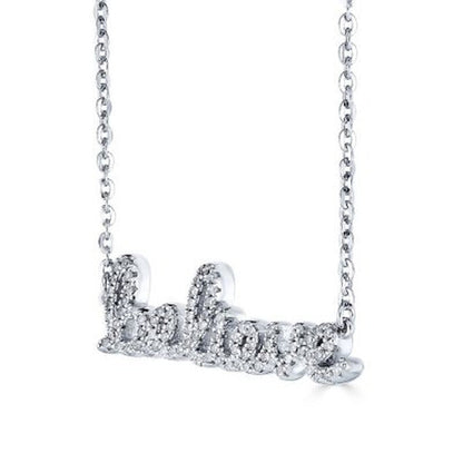 Sterling and 0.15 CT. T.W. Diamond "BELIEVE" Necklace