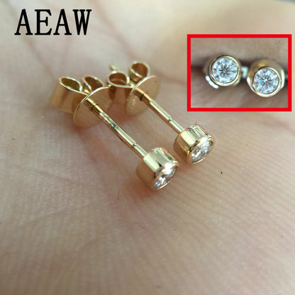 0.6 Cttw round Excellent Loose 3MM Moissanite Earrings 14K Yellow Gold Stud