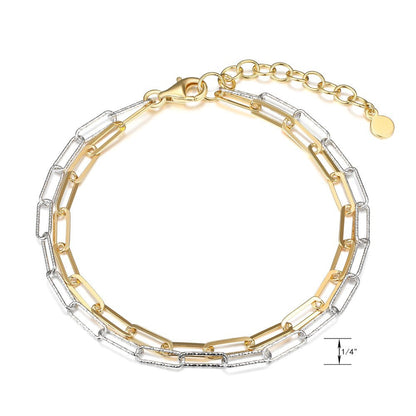 Double Link Paper Clip Bracelet, 6.75" + 1.25" Extension, Adult Female