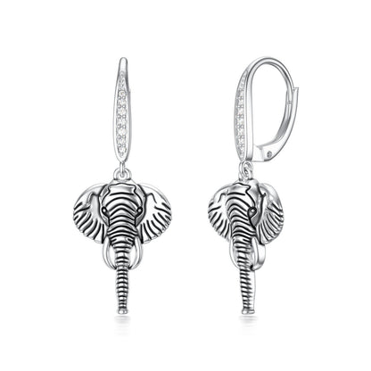 Elephant Earrings for Women 925 Sterling Silver Hypoallergenic Elephant Dangle D