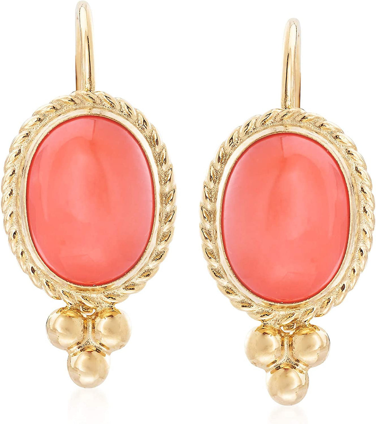 Bezel-Set Coral Drop Earrings in 14Kt Yellow Gold
