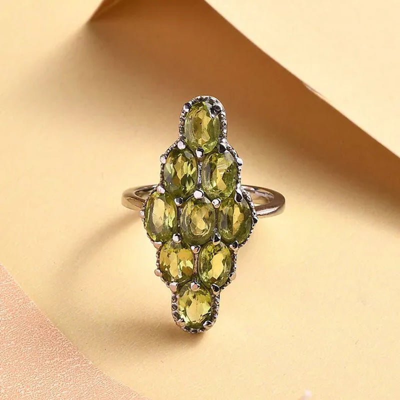 Shop LC Peridot Oval Stainless Steel Statement Ring for Women Size 6 Ct 4.02
