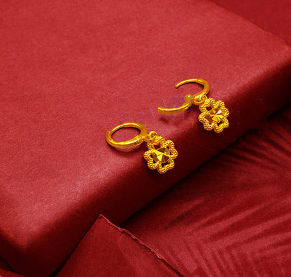 Gold-Plated Earrings Female Tassel Flower Asymmetric Earrings Sand Gold-Plated E