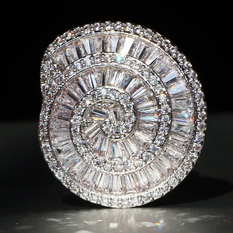 Gorgeous 925 Silver Crown Natural Gemstones White Sapphire Birthstone Bride Wedd