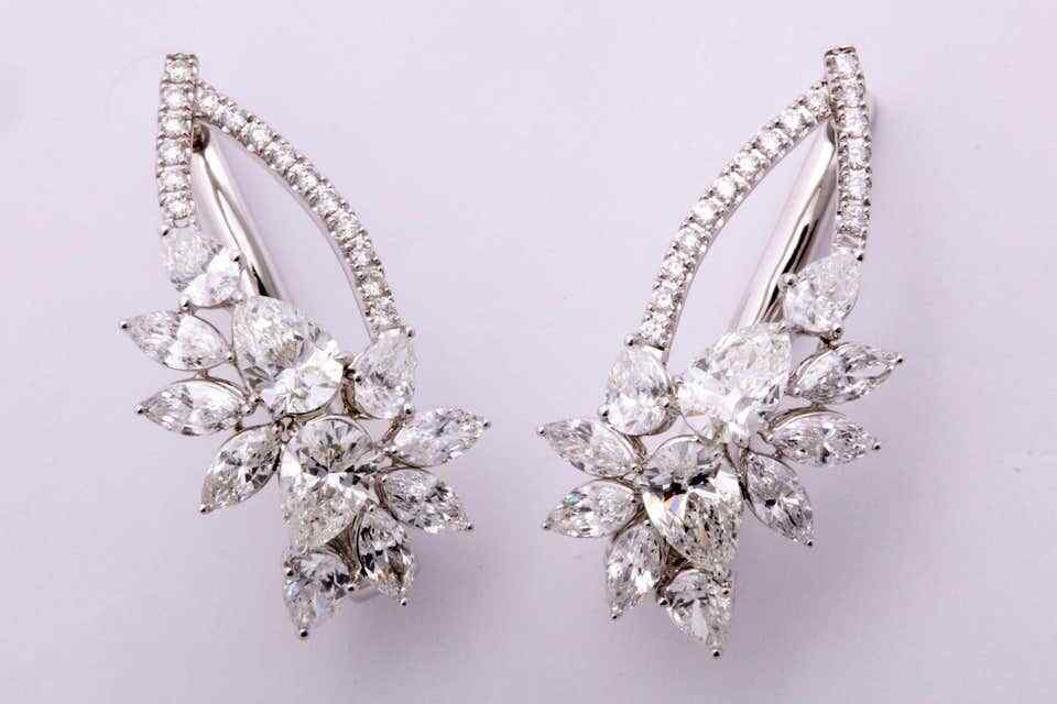 Diamond Cluster Hoop Earring