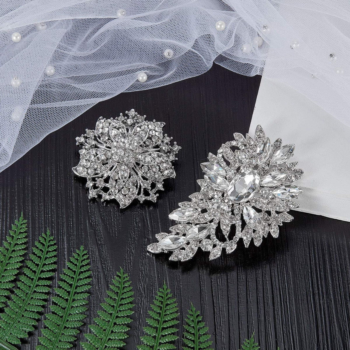 4 Pcs Women'S Rhinestone Brooches Set Flower Crystal Brooches Pins Vintage Weddi