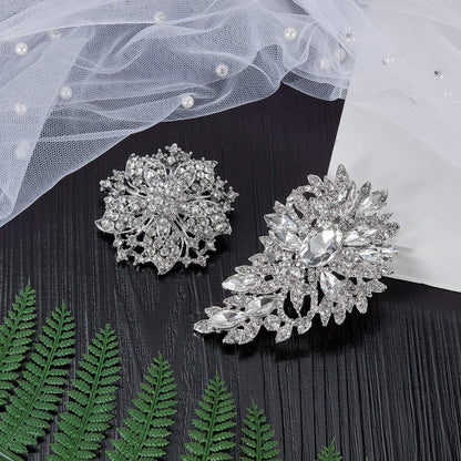 4 Pcs Women'S Rhinestone Brooches Set Flower Crystal Brooches Pins Vintage Weddi