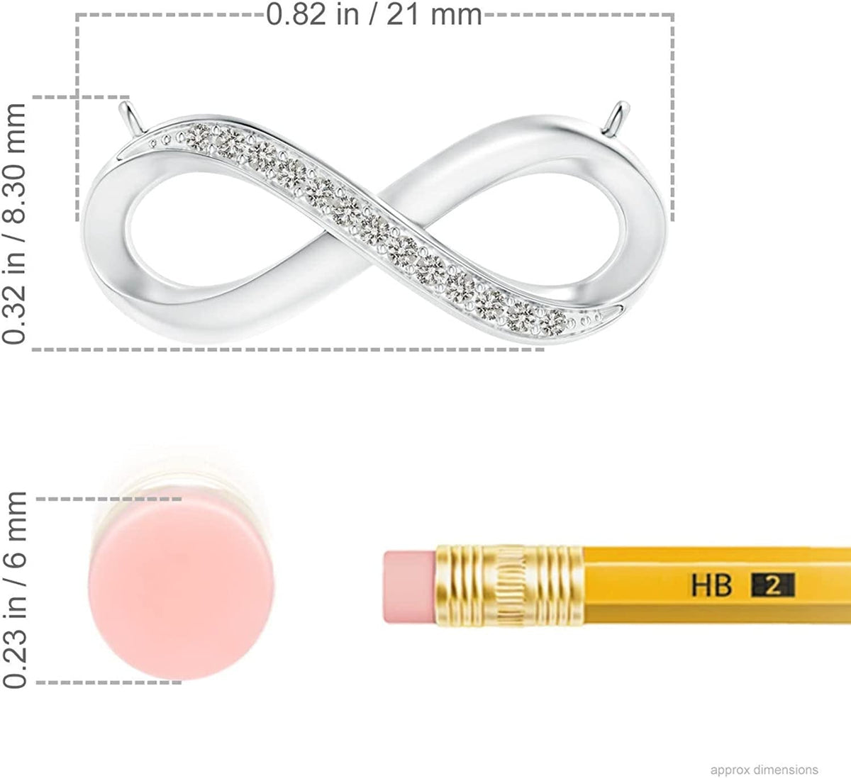 Natural Diamond Infinity Pendant Necklace in Sterling Silver/14K Solid Gold for