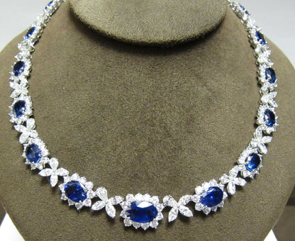 SAPPHIRE OVAL SHAPE SET DIAMOND 18 PEAR 54 MARQUISE 183 ROUND SHAPE NECKLACE