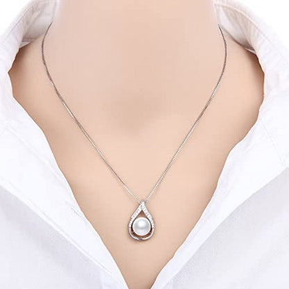 Freshwater Cultured White Real Pearl Pendant Necklaces for Women, Christmas Gift