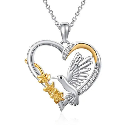 1Pc Exquisite Cute Bird Ladies Heart Necklace Crystal Zircon Pendant Necklace Ro