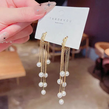 New Trend Elegant Tassel Long Earrings for Women Fashion Dangle Earring Jewelry