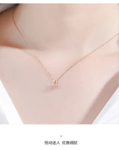 Diamond Necklace Titanium Steel Rose Gold Double Ring Romanesque Rose Gold Neckl