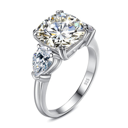 Massive 5 Carat Cushion Moissanite Ring Woman D Color Sterling Silver 925