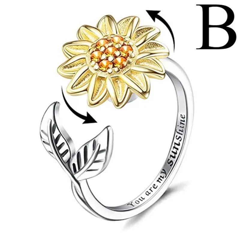 Sunflower Ring Fidget Spinner Ring Open Adjustable Ring You Are My Sunshine Ring