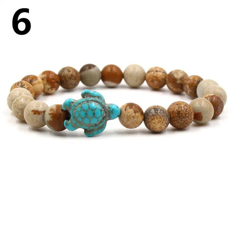 Summer Style Sea Turtle Beads Bracelets for Women Men Classic Natural Stone Elas