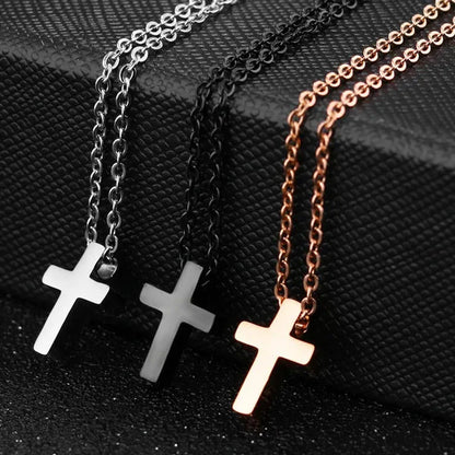 Simple Style Small Tiny Cute Cross Pendant Silver / Black / Rose Gold Exquisite