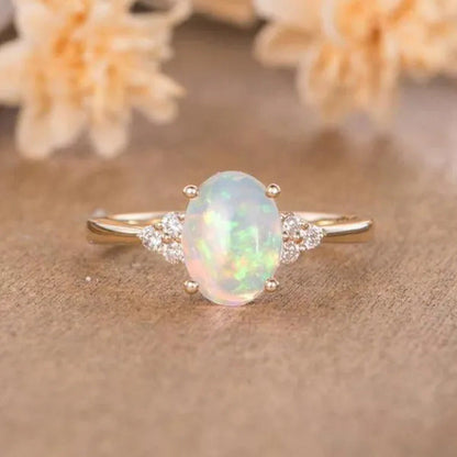 Natural Fire Opal Ring Exquisite and Fashionable Ring Opal Ring Mother'S Day Dia
