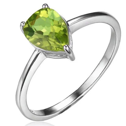Majesty Diamonds MDS170217 1.33 CT Pear Green Peridot Cocktail Ring in .925 Ster
