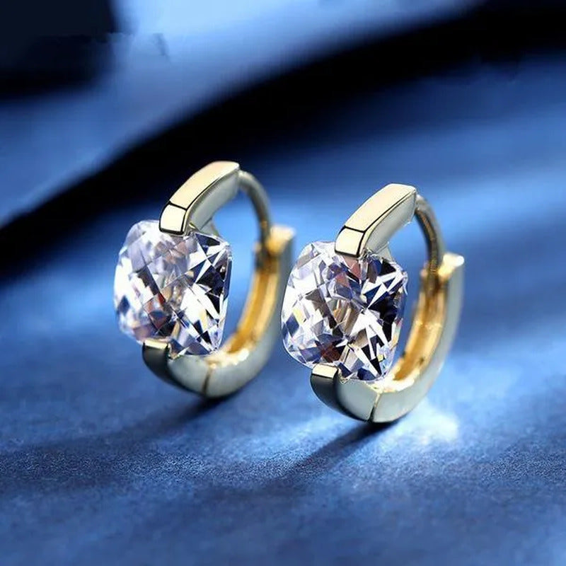 Exquisite Gold Plated Square Cubic Zirconia Earrings for Women Hoop Earrings Jew